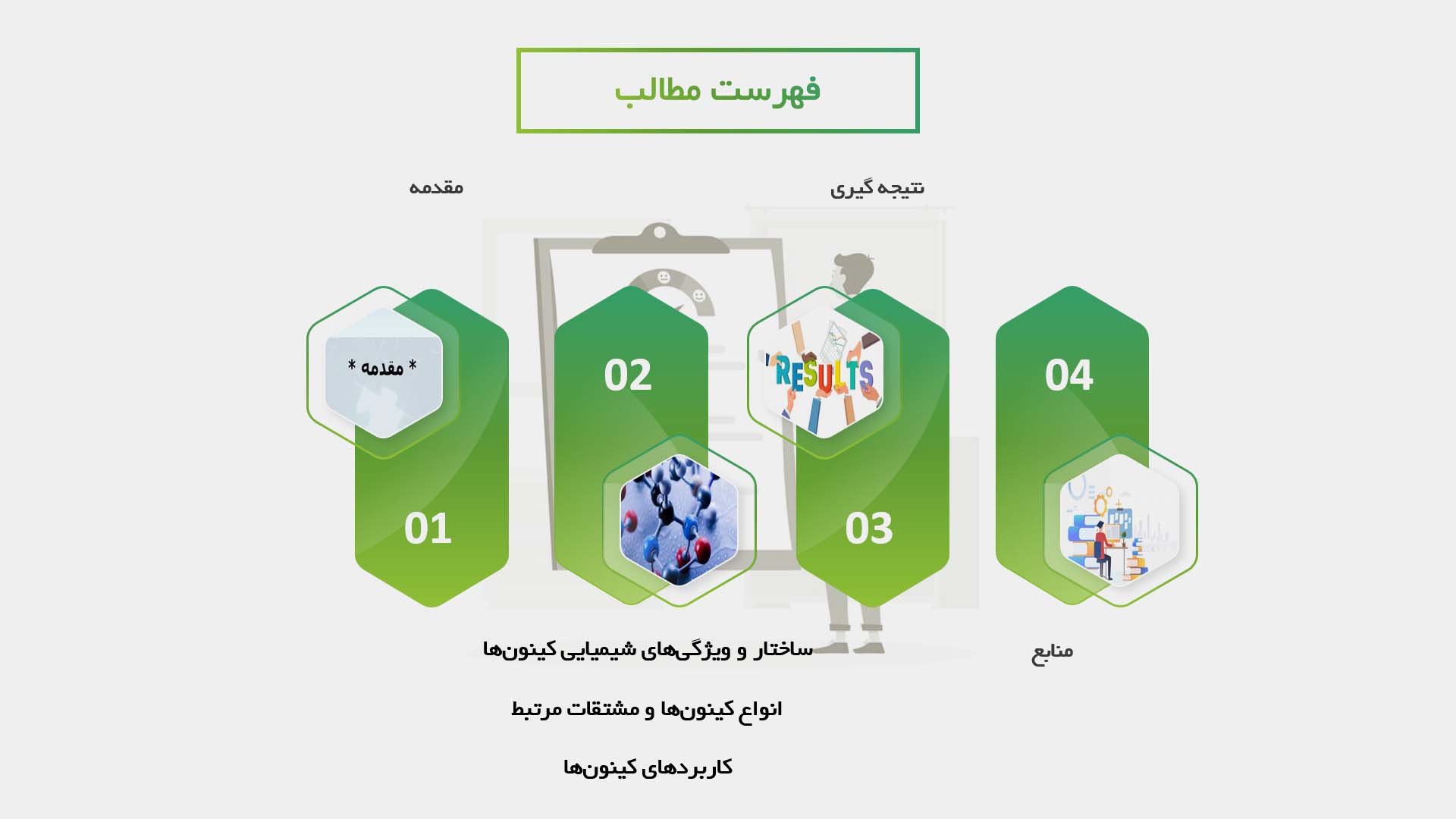 پاورپوینت در مورد شیمی کینون‌ها و کاربردهای آن‌ها